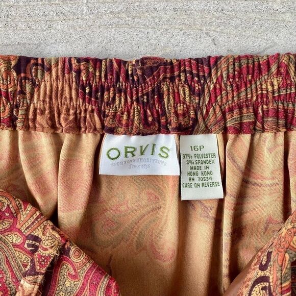 Woman’s Orvis Rich Fall Paisley Print Front Pleated Maxi Skirt Size 16 Petite - Picture 3 of 10
